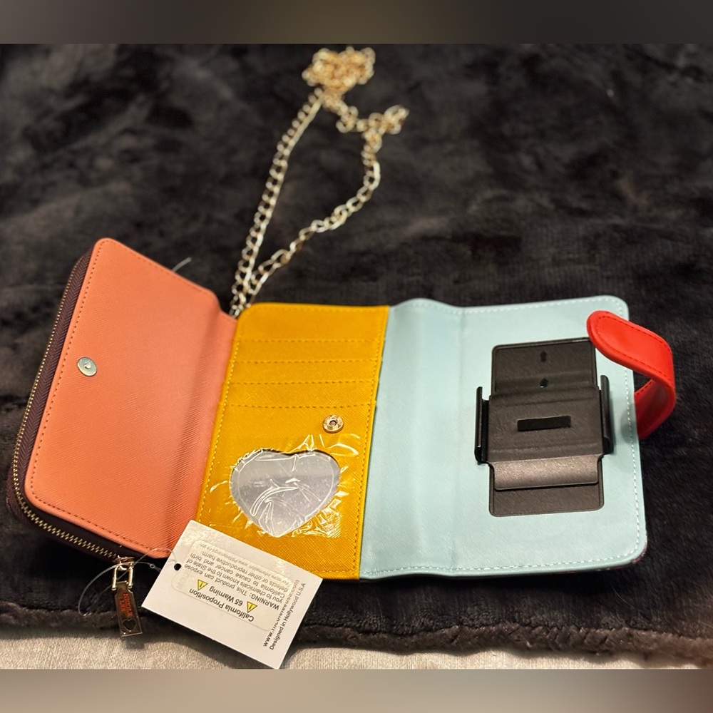 NEW🔥Nicole Lee wallet Croosbady   with chain Brown colorful ❤️🤎💙phone case - Picture 10 of 13
